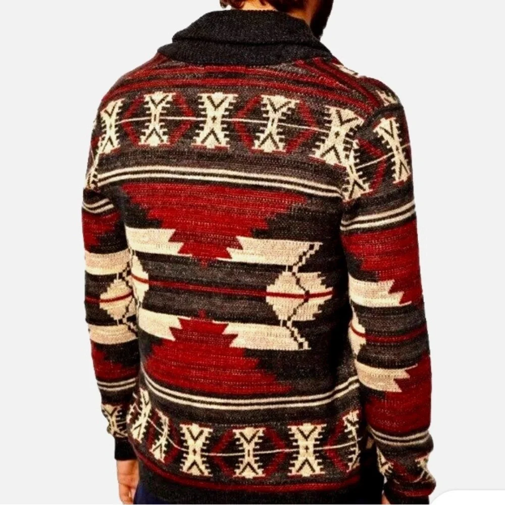 Ralph Lauren Red and Cream Aztec Cardigan Size M - Picture 3 of 14
